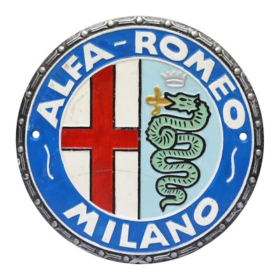 Cast Iron Wall Sign Alfa Romeo Milano Italian Supercar Automobile Garage Gift - Image 1 of 4