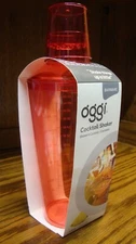 OGGI California RED Plastic 24oz Barware Cocktail Shaker w/Jigger Cap Lid    858