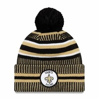 Nfl New Orleans Saints Sideline 2019 Bobble WollmüTze Cuffed Knit Hat Newera