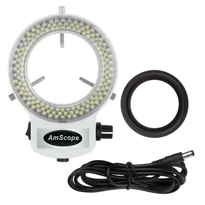 AmScope Adjustable 144 LED Ring Light Illuminator for Stereo Microscope & Camera
