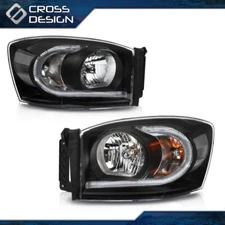 Fit For 06-09 Dodge Ram 1500 2500 3500 Clear Lens LED Headlights Set Black Bezel