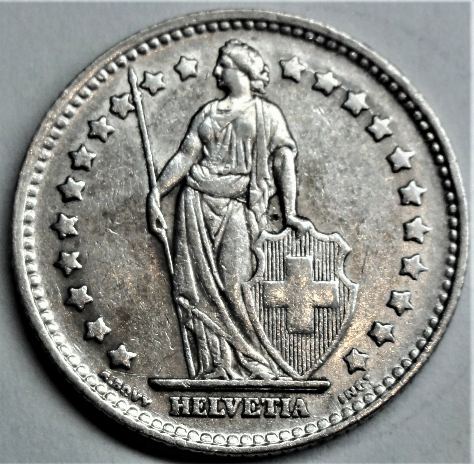 1 Franken Silber Helvetia stehend 1950 – Bild 2