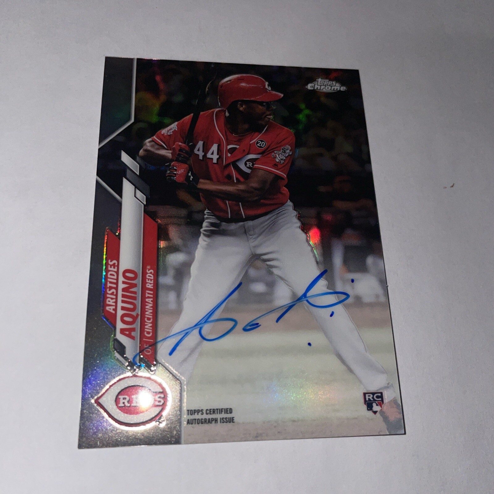 2020 topps chrome aristides aquino on card auto refractor rc 132/499🔥🔥