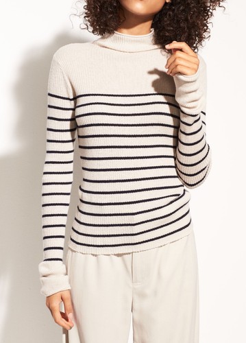NWT Vince Striped Roll Edge Cashmere 