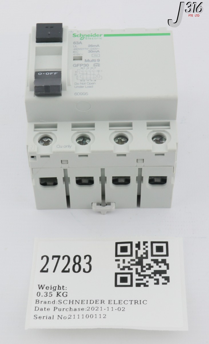 オーダー完成写真 27283 SCHNEIDER ELECTRIC CIRCUIT BREAKER, MULTI 9, GFP30, 63A