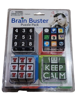 New Brain Buster Puzzle Pack of 4 Different Cubes Keep Calm Teasers Twist Sudoku