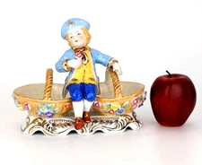 Antique KPM Figural Porcelain Double Basket Tidbit Dish