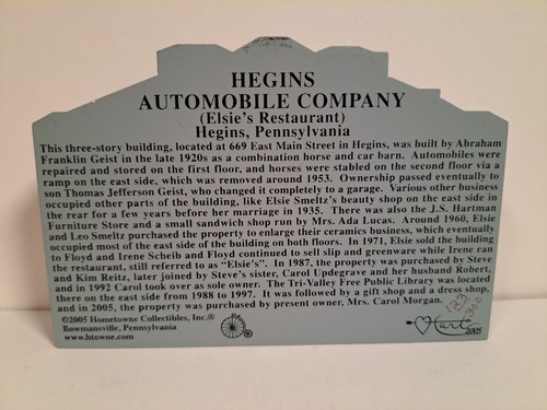 Hometowne Collectibles Shelf Sitters: St. John's UCC, Nutting Hall, Hegins Auto - Picture 12 of 15