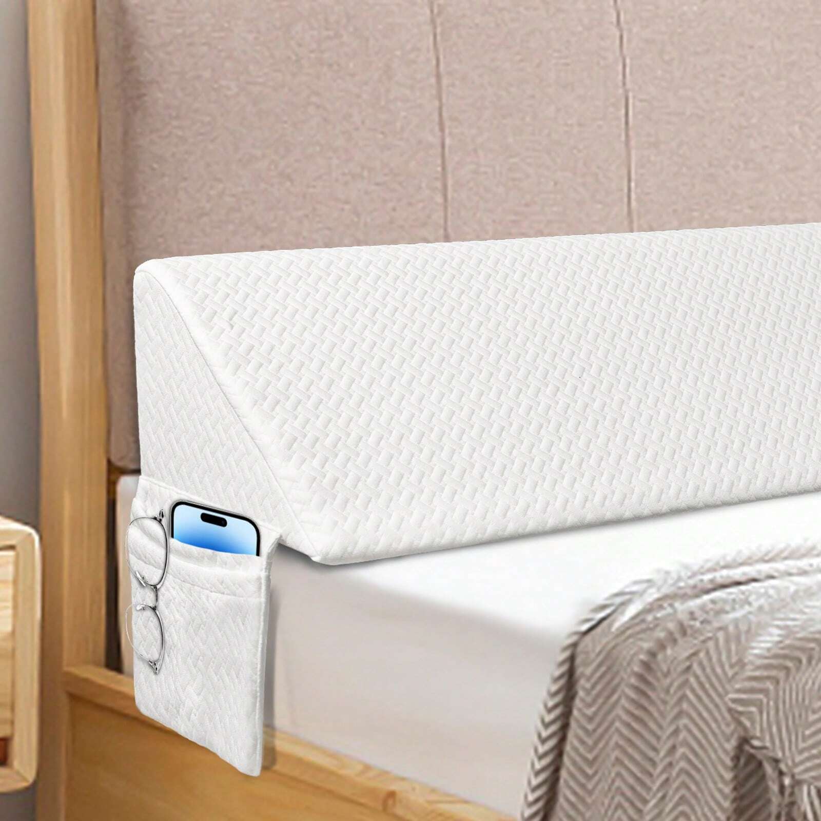 White Bed Wedge Pillow with 0-8