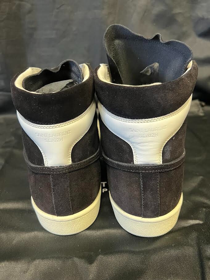 SAINT LAURENT SL O2H SNEAKERS ALTE CAMOSCIO BIANCO E NERO TAGLIA 39 (US 6)