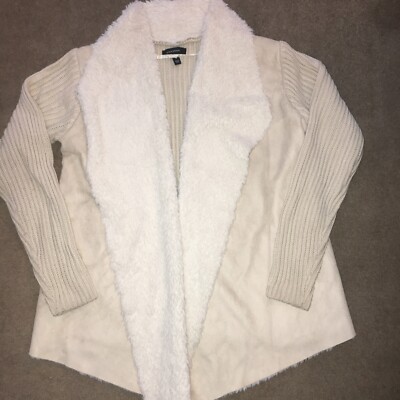 AFGHAN SUEDE WOOL SHEEPSKIN FEEL FUR CREAM BEIGE COAT SIZE MED PRIMARK