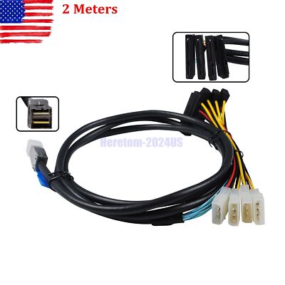 Mini SAS HD SFF-8644 to 4 Ports SAS SFF-8482 29Pin Server Adapter Cable 2 Meters