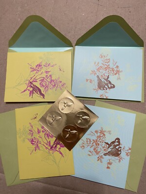 Papyrus bird Blank note cards w/lined envelopes 4.75  ** 4 CARDS**