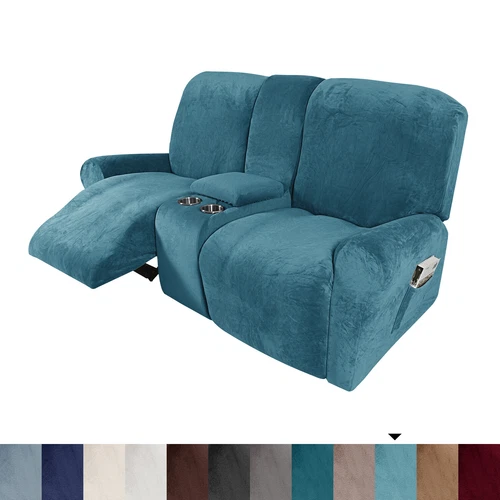 2-Sitzer Stretch Liegesofa Bezug Samt Schonbezug mit Getränkehalter Mittelkonsole - Bild 6 von 104