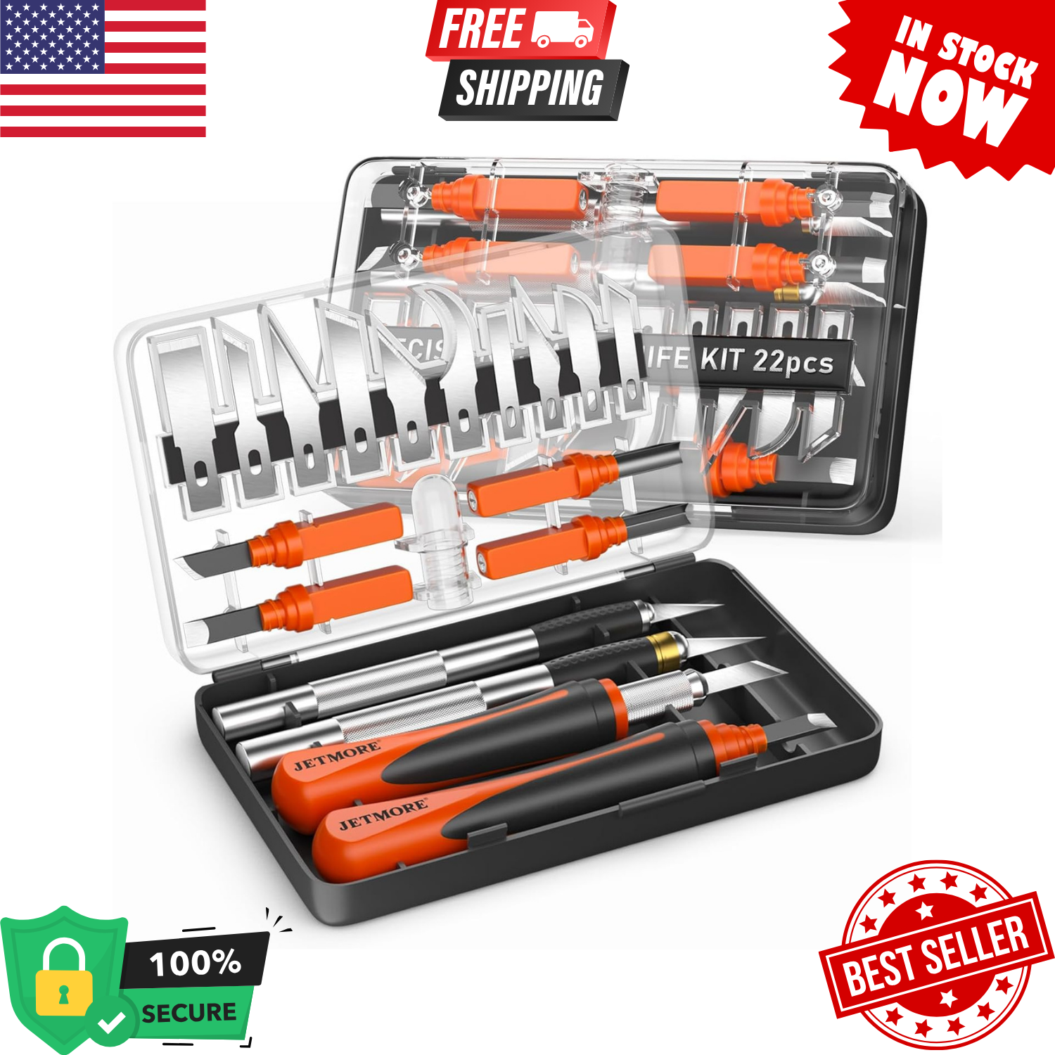 22-Piece SK5 Precision Craft Knife Set with 3 Hobby Blades  