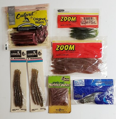 Lot De 67 Leurres Souples Plastique Pour Pêche Au Black-bass – Zoom, Kinami, Mister Twister
