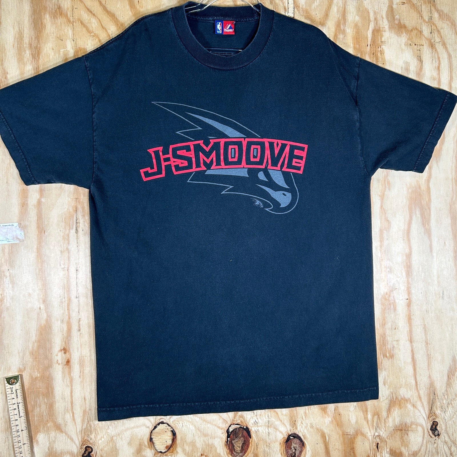 Majestic NBA J-Smoove Atlanta Hawks T-shirt Graphic Crewneck Men Size L Black