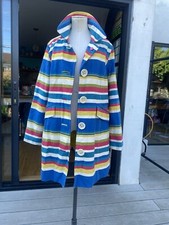 Boden Size 16 100% Cotton Multicolour Stripes 60s Style 3/4 Length Summer Coat