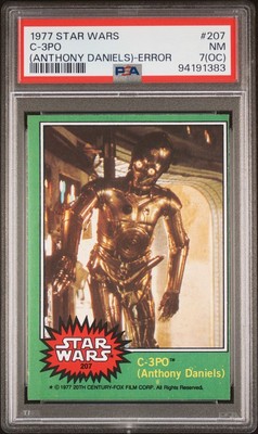 Topps Star Wars 1977 C-3PO Anthony Daniels Error Card ''Golden Rod'' PSA 7