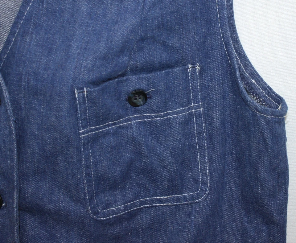 Vtg Sears Denim Jean Vest Farmers Wife Prairie Boho Western Rockabilly Blue 16 - Image 4 of 4
