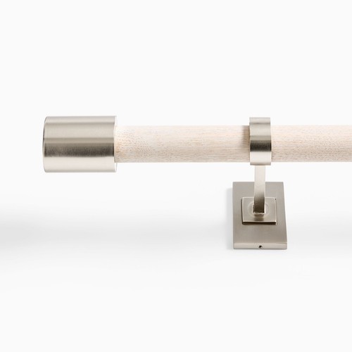 West Elm Mid Century Rod w/ Finials 48-108 inches White Wash Brushed Nickle - Picture 2 of 2