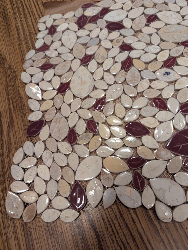 Vintage Made In Japan Multi-Color Porcelain Leaves Wall Tile Floor Pool Tile - Image 2 of 4