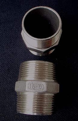 HN-150 2pack STAINLESS STEEL HEX CLOSE NIPPLE 1 1/2'' NPT