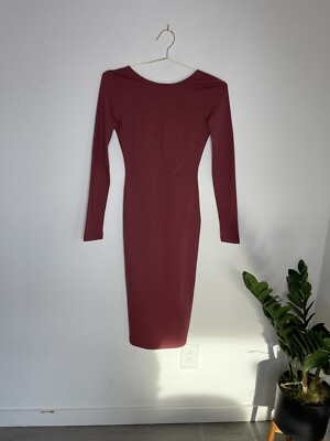 LULU'S Burgundy Long Sleeve Exposed Back Bodycon Dress Size Small NWOT |  eBay