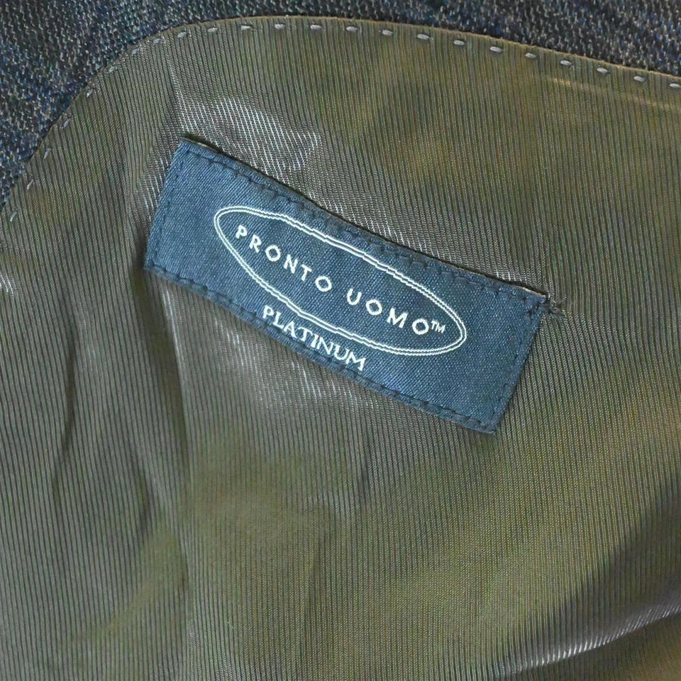 Chaqueta Blazer Abrigo Deportivo Pronto Uomo 46R Gris Azul Púrpura Ventana 100% Lana Foto 4 de 4