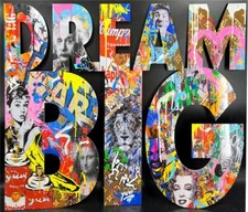 Yuvi Dream Big Metal Wall Sculpture Limited Ed. Hand Signed Pop Art 28x38
