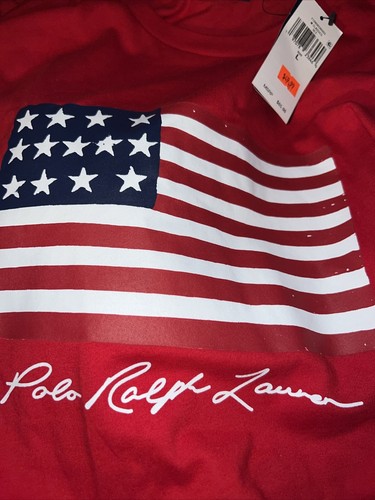 NWT Polo Ralph Lauren Classic Men’s USA Flag Red T Shirt Sz S MSRP $65 - Picture 2 of 3