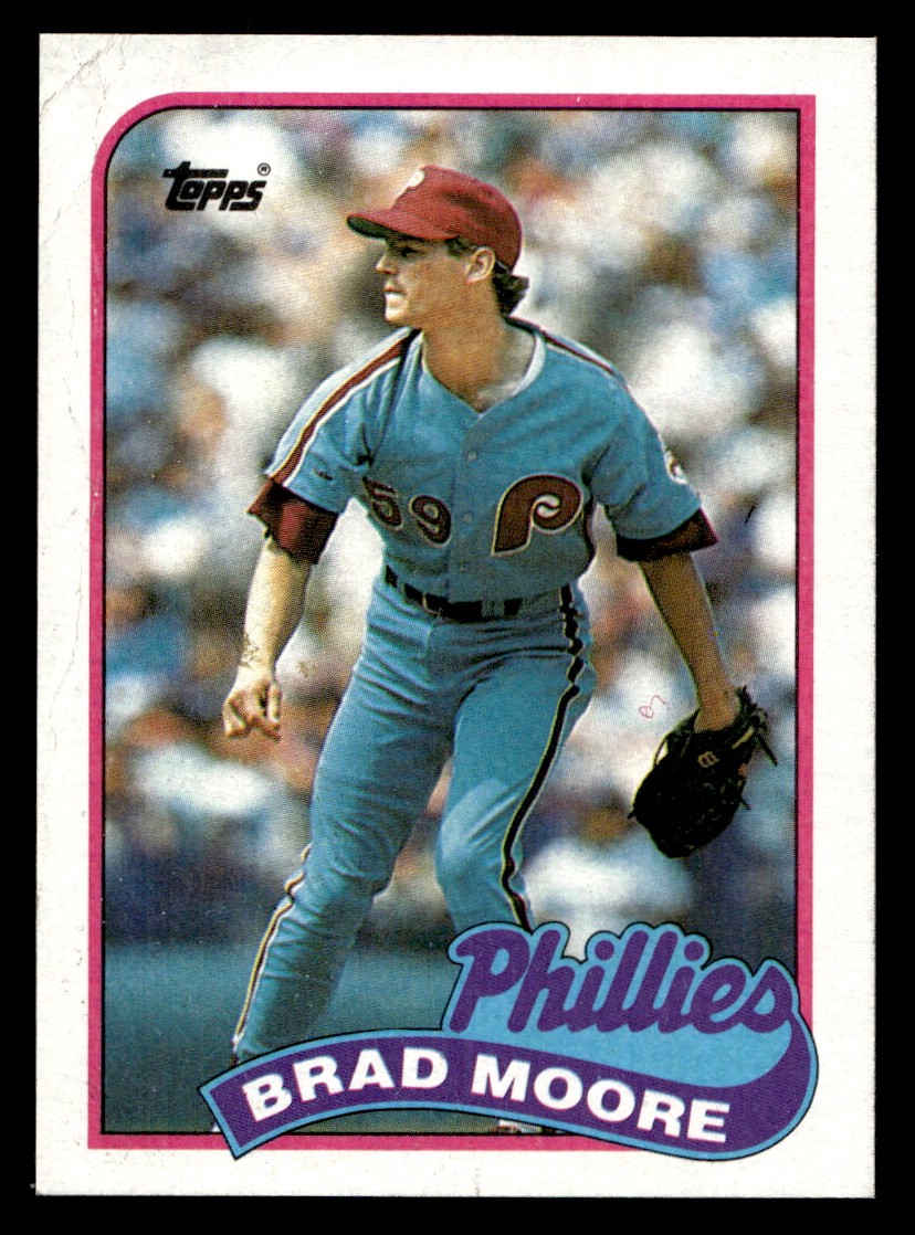 Brad Moore - 1989 Topps (RC) Baseball card #202 Philadelphia Phillies Raw