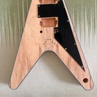 Unfinished  V shape DIY Electric Guitar Kit Spalted Maple Top GD part Maple neck — photo 4