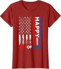 Happy 4th of July American Flag Funny USA Independenc Ladies' Crewneck T-Shirt