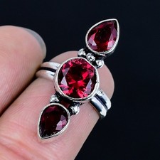 Outstanding Mozambique Garnet Gemstone 925 Sterling Silver Ring Size 5