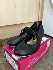 Katz Black Leather Cuban Heel Tap Shoes UK 7 Medium Heel (1-3 in)