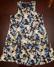Vtg Tommy Hilfiger Women's Black Floral Sleeveless Dress Sheer Voile w/ Lining 8