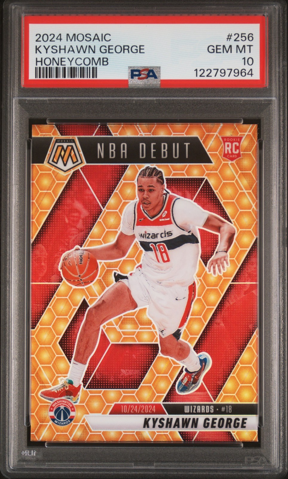 Kyshawn George 2024-25 Panini Mosaic #256 Honeycomb (RC) PSA 10 POP 1