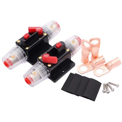 2 Pack 40Amp Waterproof Inline Circuit Breaker with Manual Reset, PowMr Reset...