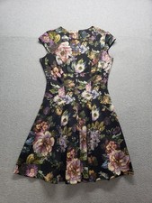 Gabby Skye Women Fit & Flare Dress 6 Multicolor Floral Short Sleeve Zip Up Party