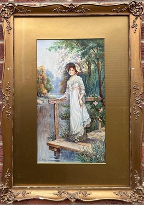 G E Parkin : Female Within River Landscapes , Signed And Dated 1914