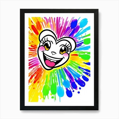 Rainbow Splatter Illustration-Reima Framed Wall Art Poster Canvas Print Picture
