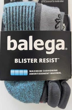 NWT BALEGA BLISTER RESIST GRAY/BLUE NO SHOW SOCKS SMALL MEN 4.5-6.5 WOMEN 6-8