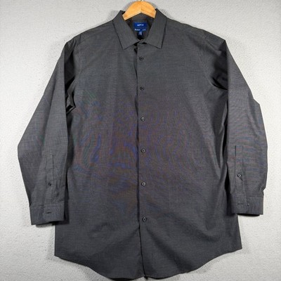 Apt 9 Mens XL 34/35 No Iron Slim Fit Dress Shirt Black SA83N000-RS Classic
