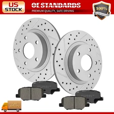 Rear Drilled Disc Rotors Ceramic Brake Pads for 2014 - 2015 Mazda 6