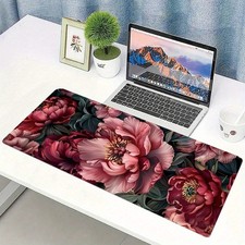 Print Floral Desk Mat with Sophisticated Design Large Pad Non-Slip Rubber Base