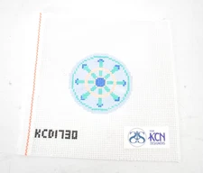 KCN Designers Canvas Mesh Print Stitching Sheet Green & Pech Wheel On Blue