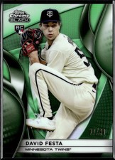 David Festa 2025 Topps Chrome Black RC Green Refractor 77/99 Minnesota Twins
