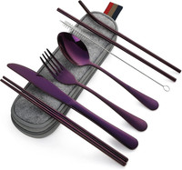 Devico Camping Besteck, 8-Teilig Edelstahl Outdoor Reisebesteck Mit Etui