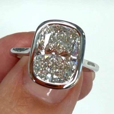 3.64 CT Cushion Cut Moissanite Solitaire Engagement Ring 14K White Gold Plated